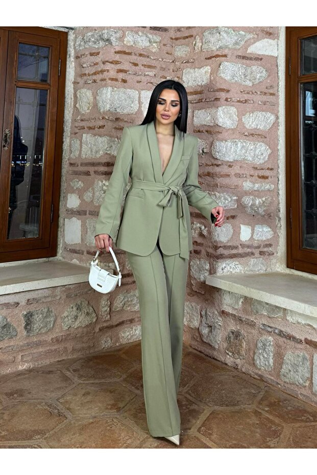 Belted Jacket Trouser Set - 3