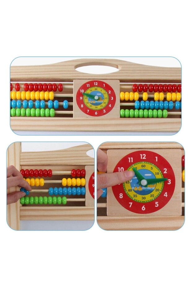 Wooden Magnetic Board, 2 Sided, 80 Cm, Clock, Abacus For Writing With Chalk And Marker - 5