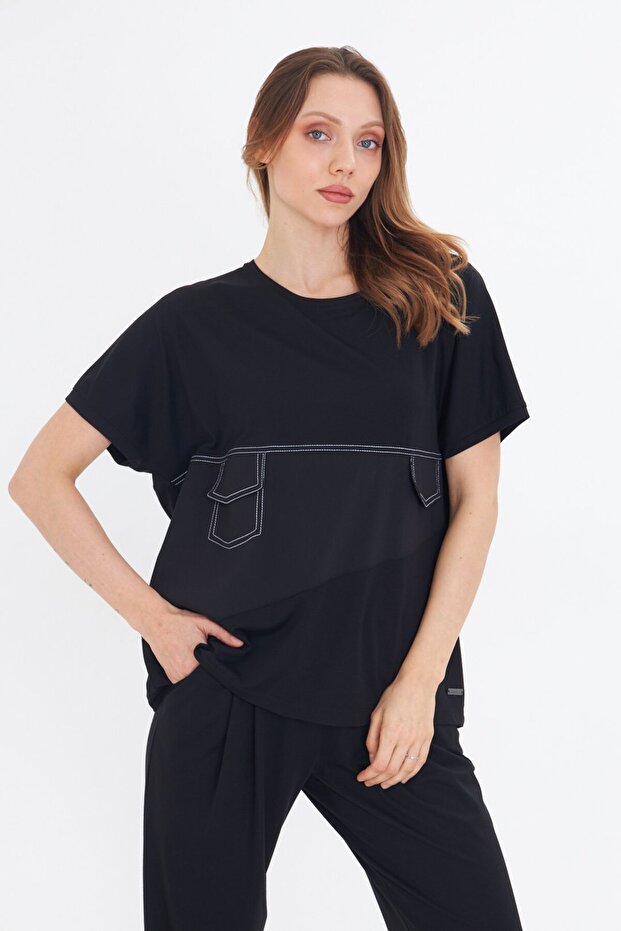 SİYAH BASIC BLUZ - 4