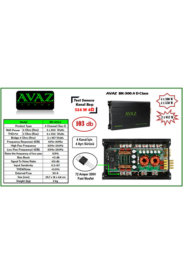 Bk-300.4 Anfi 4x300 Rms 4 Kanal Anfi (AMFİ) - 3