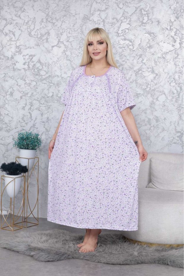 Seasonal Cotton Very Loose Cut Wide Fit Short Sleeve Mother's Nightgown