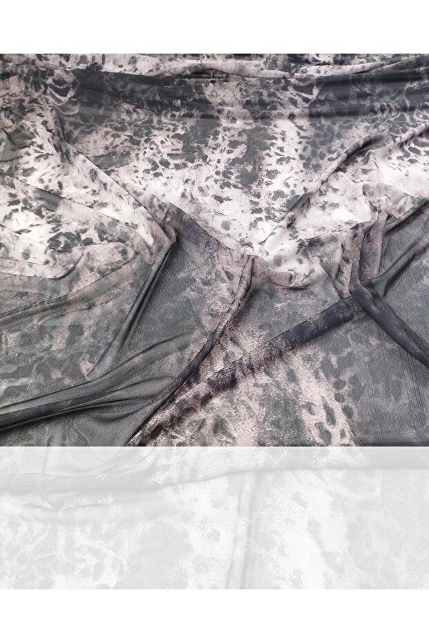 Anthracite Black Batik Pattern Mesh, Width: 140 - 5