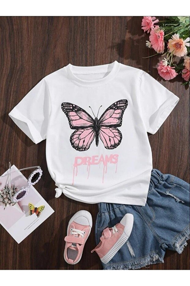 Oversize White Dreams Printed Children's T-shirt