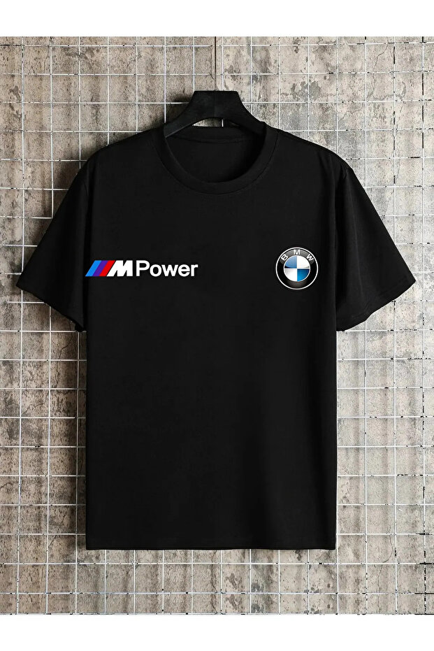 Unisex Large Size m Power Printed Short Sleeve 100% Cotton T-Shirt