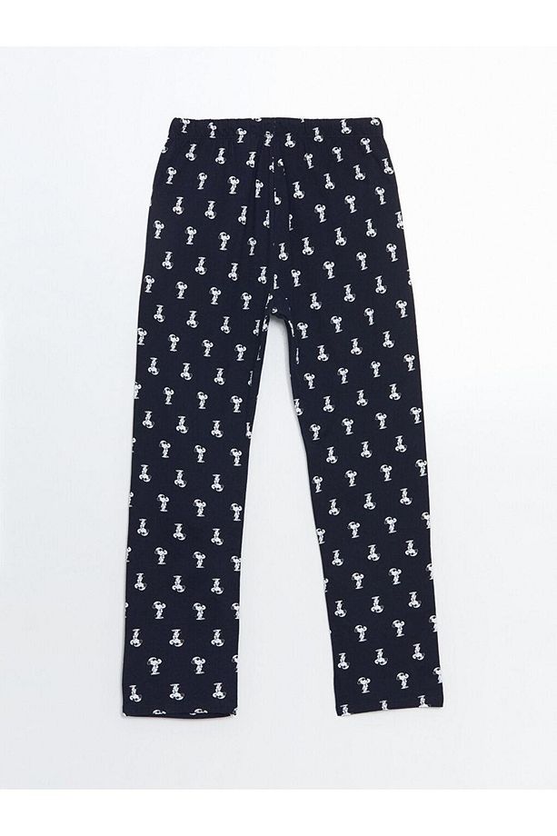 Lacivert Standart Kalıp Snoopy Baskılı Erkek Pijama Takımı - 5
