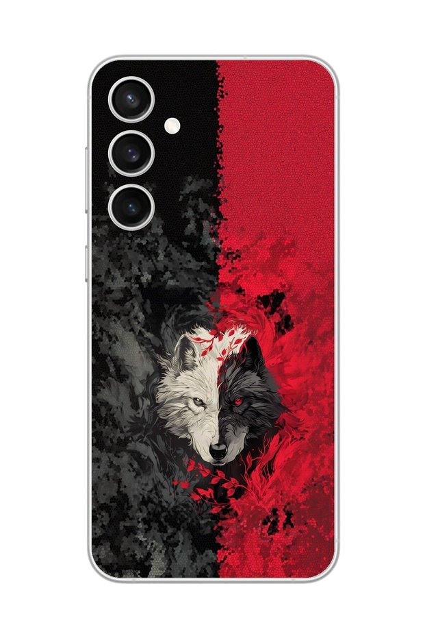 Galaxy S23 Fe Compatible Transparent Case Wolf Design