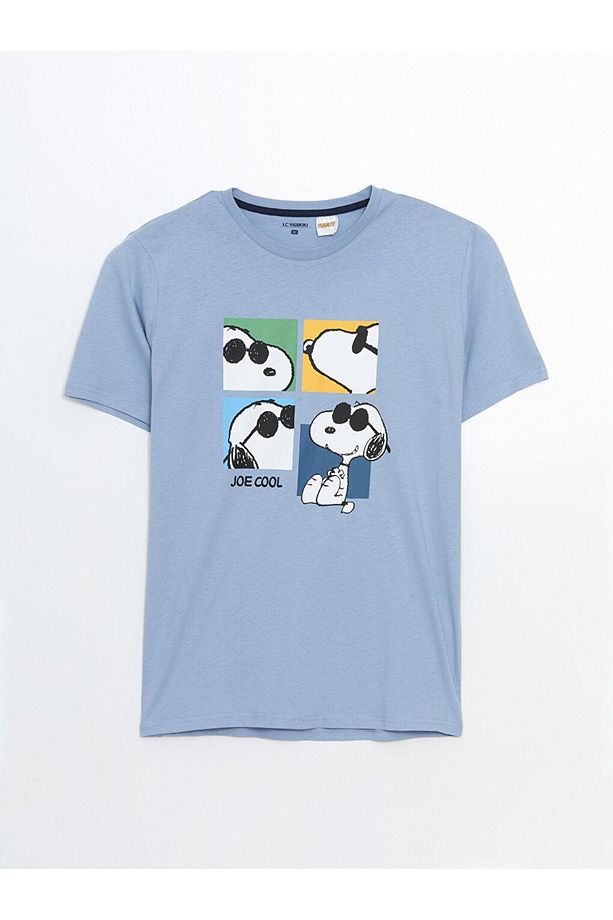 Lacivert Standart Kalıp Snoopy Baskılı Erkek Pijama Takımı - 2