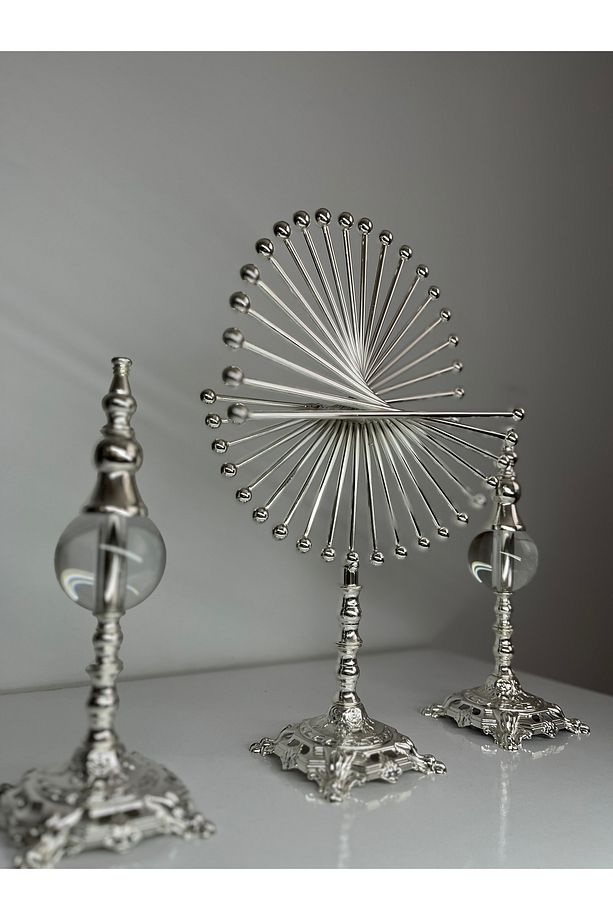 3 'lü Lüks ve Şık Silver Spiral set Masa Dekoru - Modern Tasarımlı Dekoratif Aksesuar, Ev ve Ofis - 6