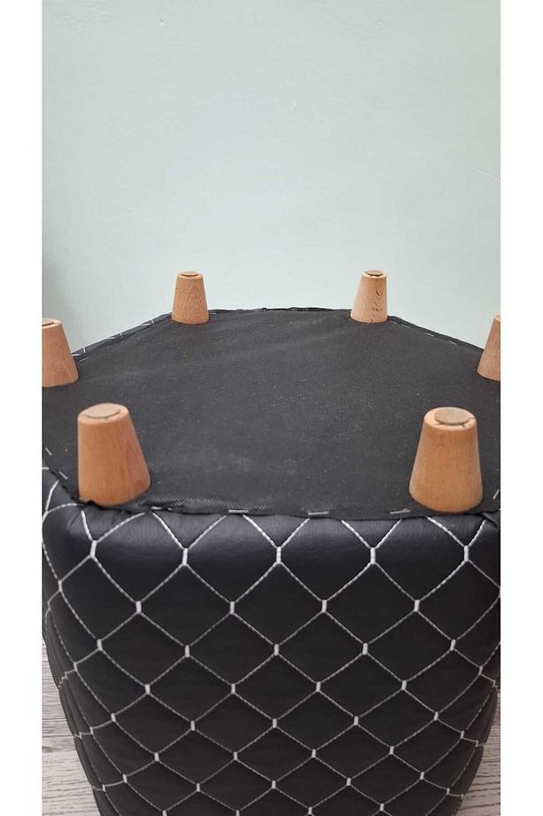 Ahşap Ayaklı Kapitone Suni Deri Altıgen Puf&bench Koltuk/tabure - 6