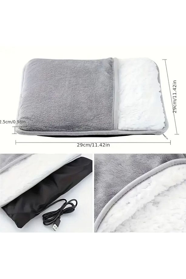Elektrikli Ayak Isıtıcı, Yumuşak Peluş Yıkabilir Kare Ayak Isıtma Pedı, USB, Taşınabilir - 2