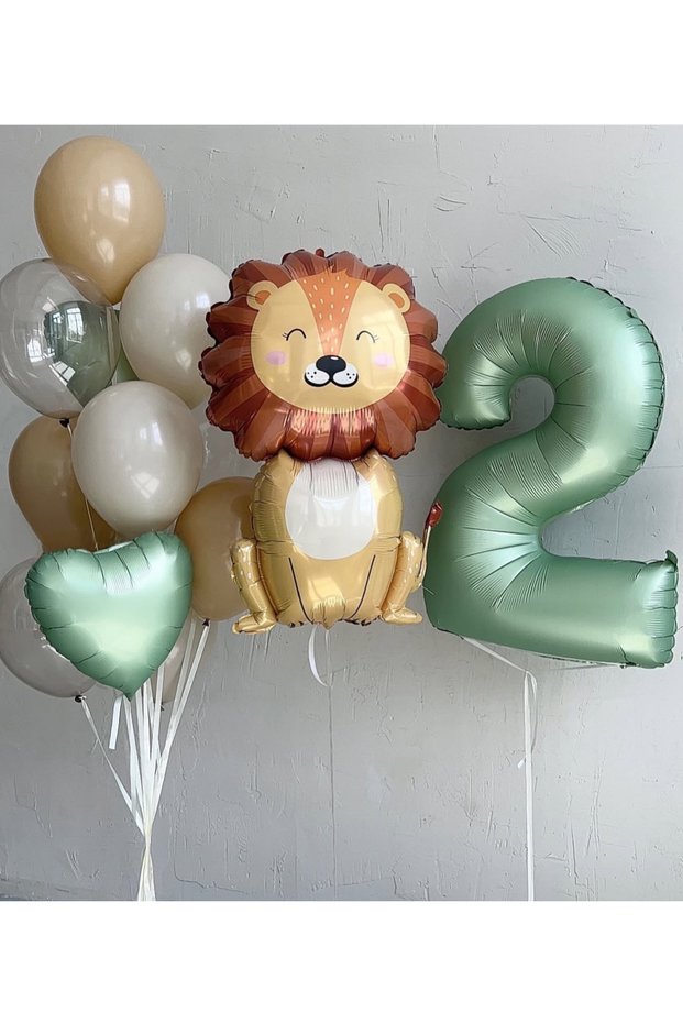 2 year old green lion balloon set 16 pieces