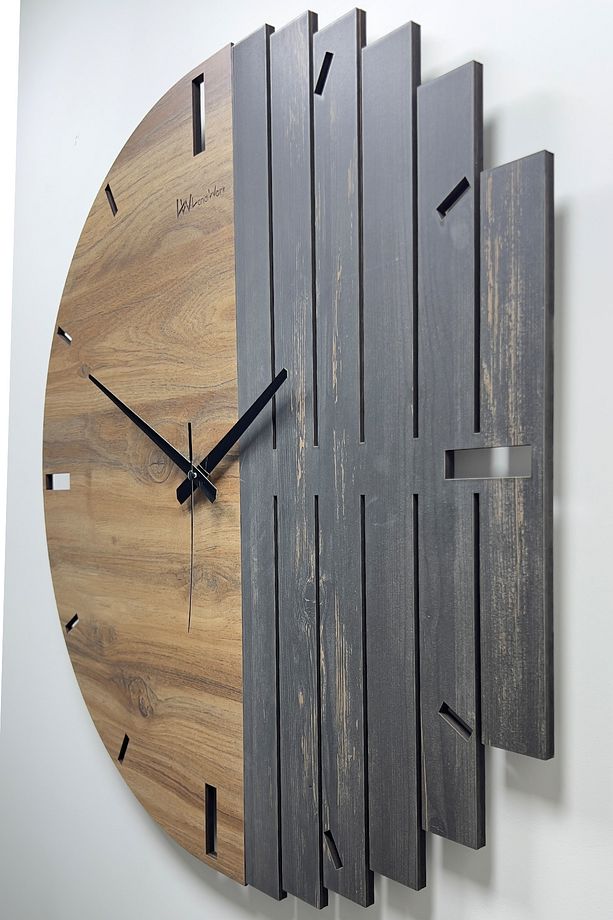 Ahşap Dekoratif Duvar Saati, 60cm, Ahşap Modern Duvar Saati, Salon Duvar Saati, Mutfak Duvar Saati - 4