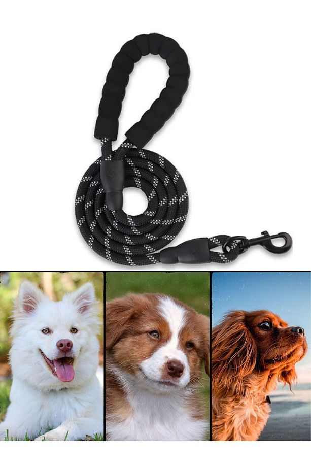 Köpek Gezdirme Tasma Kayışı Siyah 40 Kg'a Kadar Köpekler Için Tasma Halatı Gezdirme Ipi 150 Cm - 7