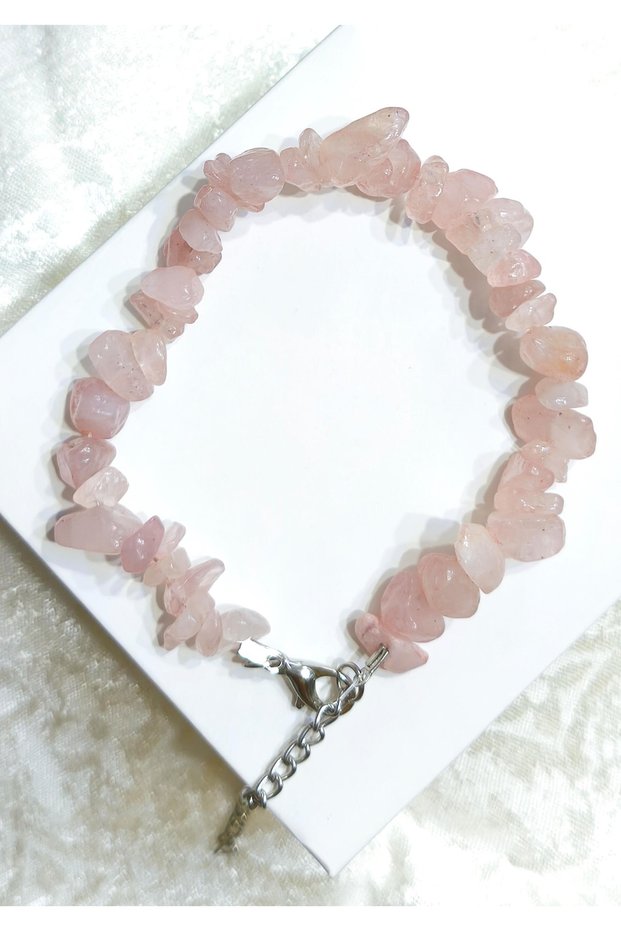 Pink Quartz Broken Natural Stone Bracelet