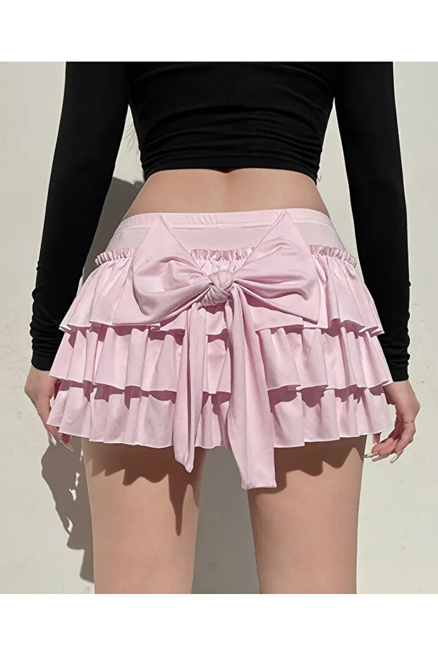 Y2K Coquette Pink Mini Shorts Skirt