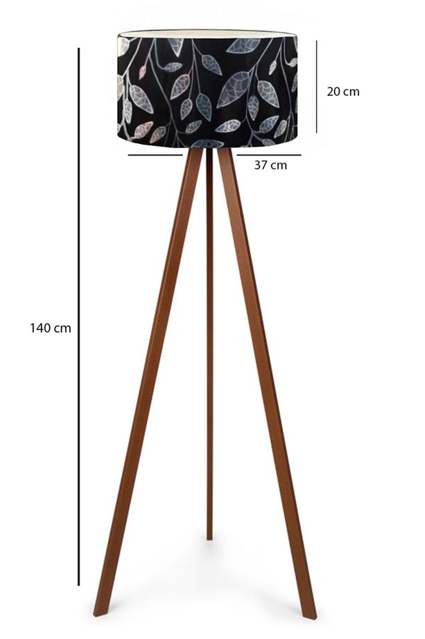 Siyah Yaprak Desenli Tripod Lambader - 5