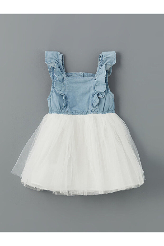 LCW ECO Kare Yaka Tütü Kız Bebek Elbise - 1