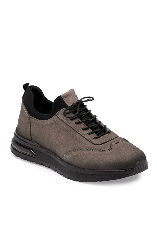 Gri Hakiki Nubuk Deri Erkek Sneaker - E24S1AY57028-A40 - 1