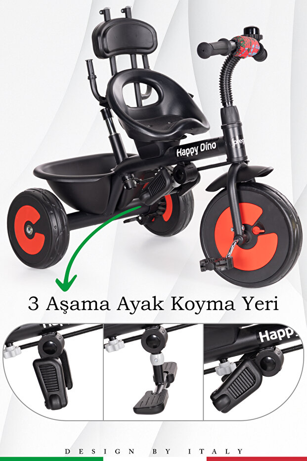 Happy Dino Itmeli Bisiklet Kırmızı - 5