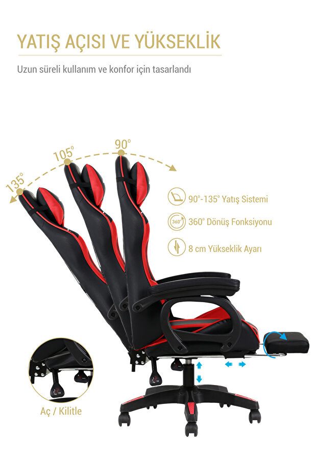 Dynamic Red Masajlı Oyuncu Koltuğu - 7