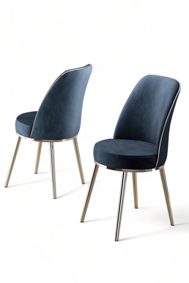 Pefa Serisi 6 Adet Antrasit Mutfak Sandalyesi Krom Kaplama Metal Ayak 1. Sınıf Babyface Kumaş - 4