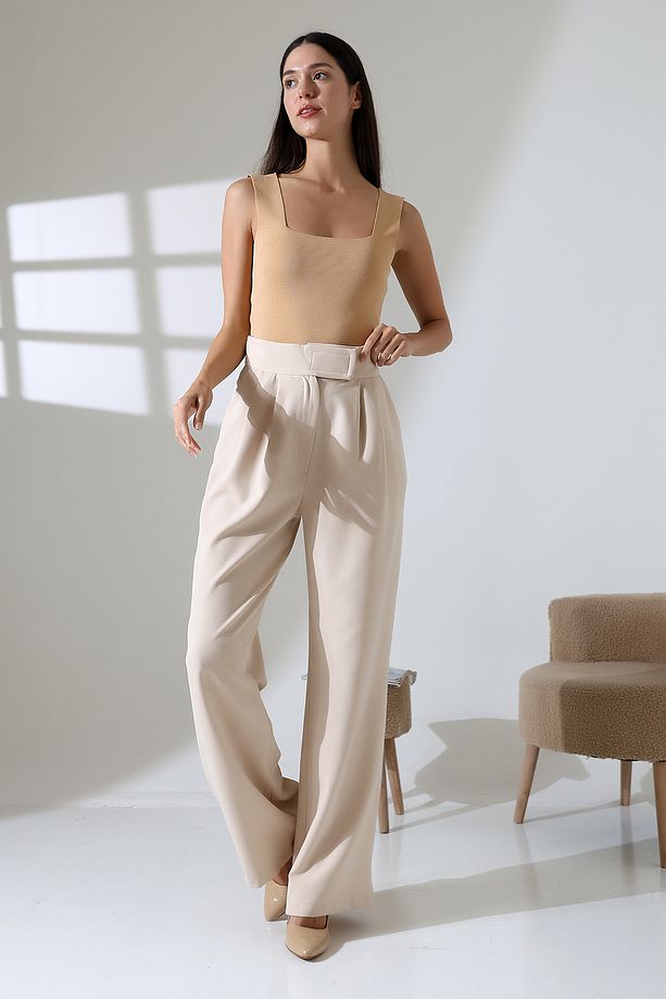 Bol Paça çıtçıtlı Model Kumas Pantolon - 3