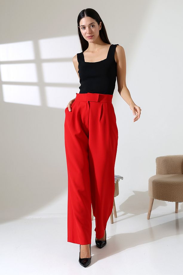 Bol Paça çıtçıtlı Model Kumas Pantolon - 4