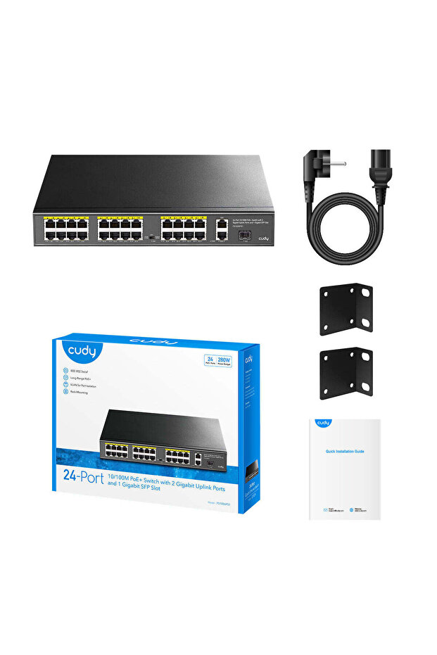 Switch 24 Port Fs1026ps1 10/100mbps 1xsfp 2xge Rj45 Vlan&extend Mode 250m 300w 1u Poe Ethernet - 4