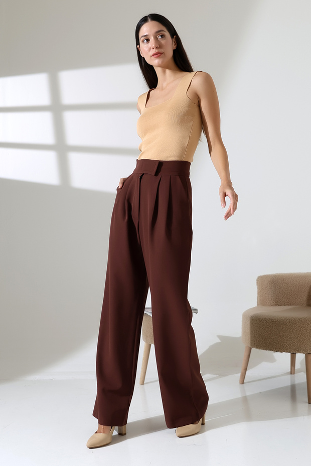Bol Paça çıtçıtlı Model Kumas Pantolon - 1