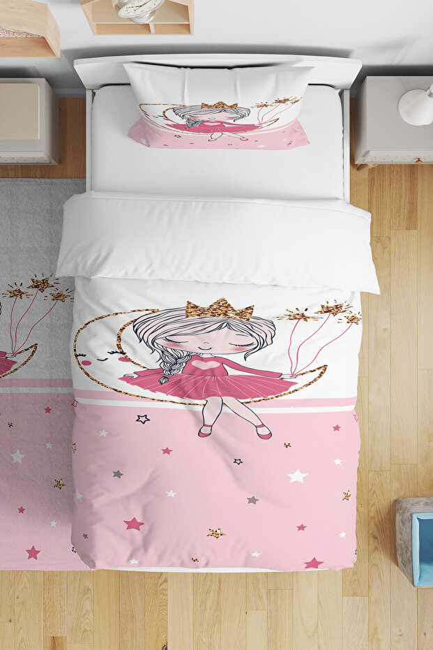 Pink and White Striped Ayda Girl Single Baby Kids Bedding Set