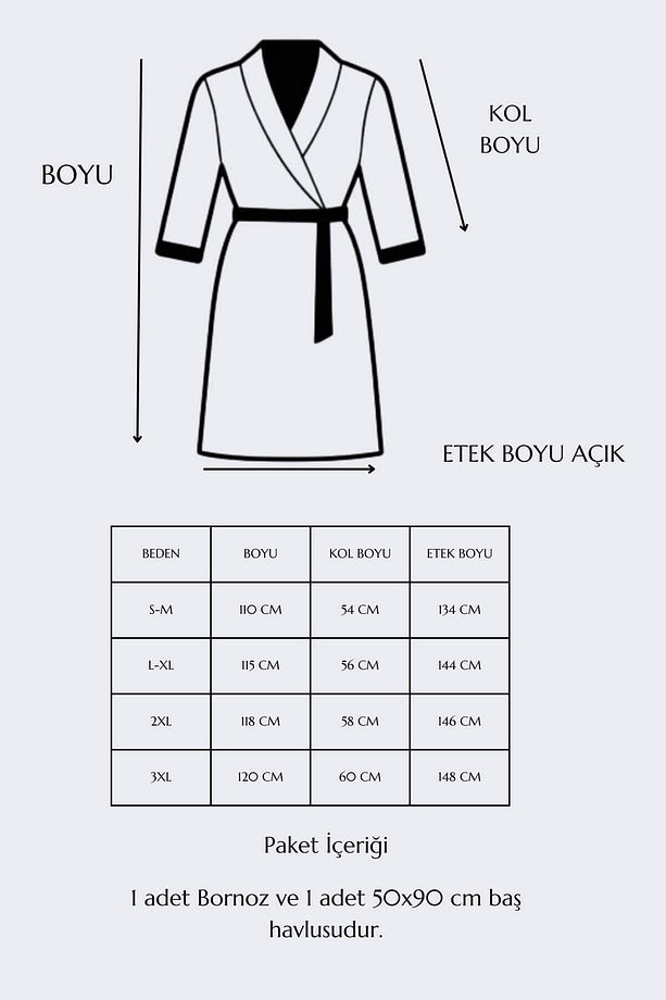 Soft Elegance Banyo Tek Kişilik Bornoz Takımı %100 Pamuklu - 3