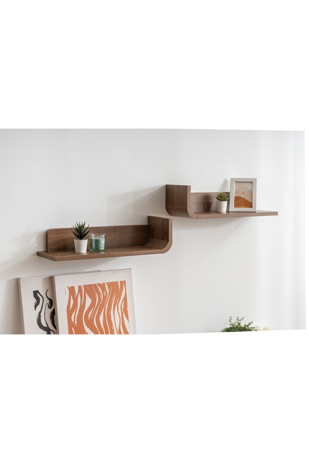 GİRONA DUVAR RAFI, CEVİZ, İKİLİ - 4