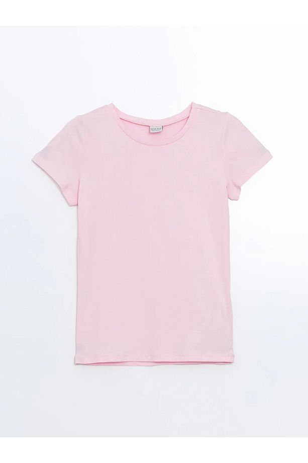 LCW ECO Pembe Bisiklet Yaka Kız Çocuk Tişört - 1