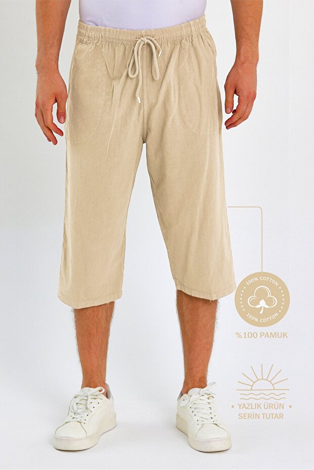 Men's Regular 100% Cotton Linen Look Capri Dc204