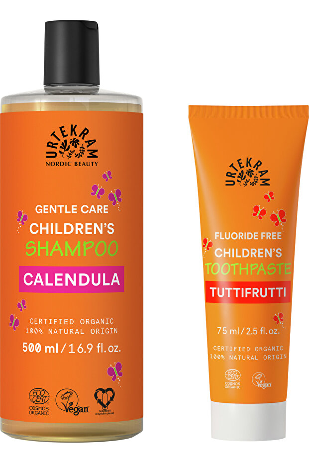 Organic Child Care Set - 500 ml Children's Shampoo + 75 ml Tutti Frutti Children's Toothpaste