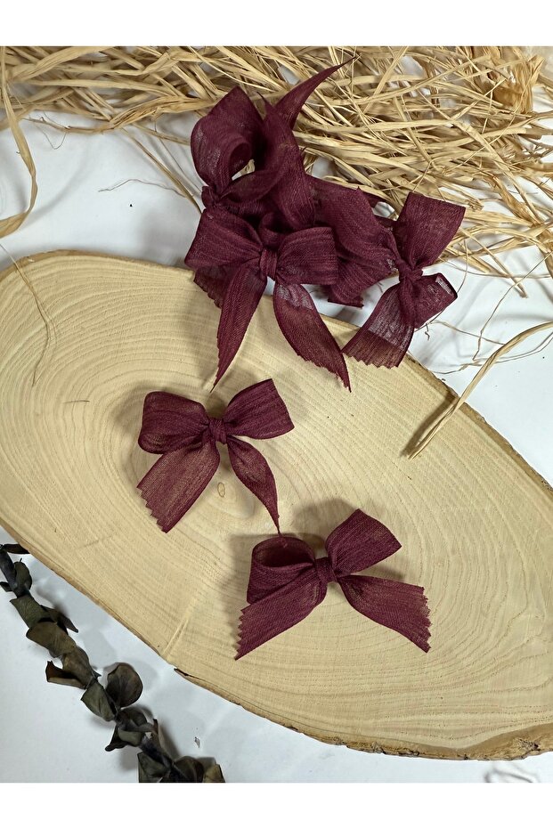 Linen Ribbon Ready Bow 40 Pieces - Burgundy