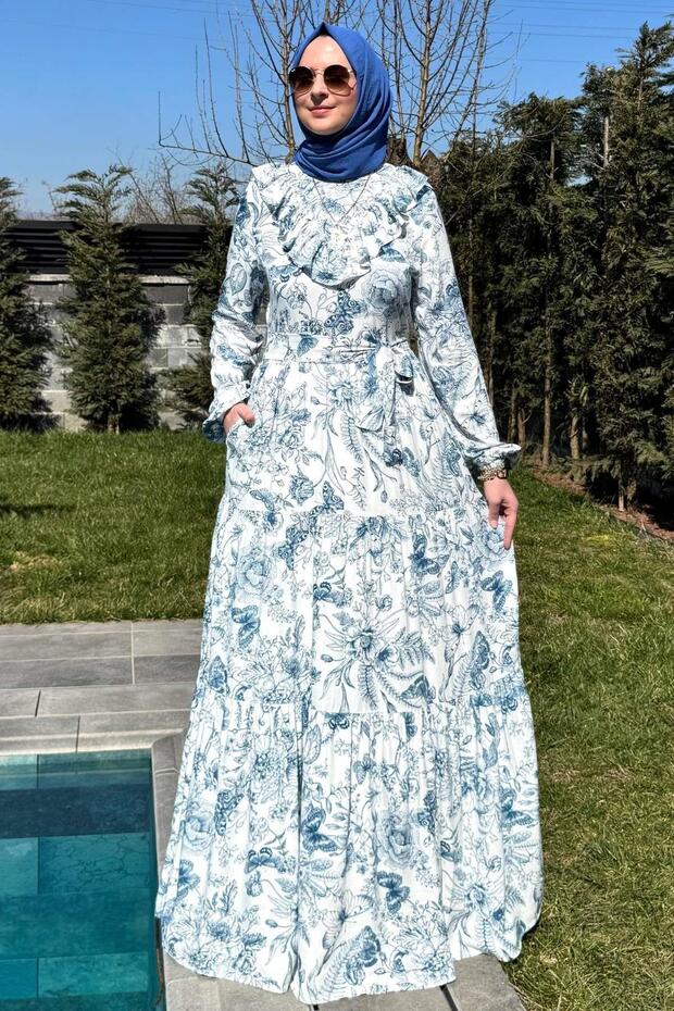 Botanik Elbise Mavi - 4