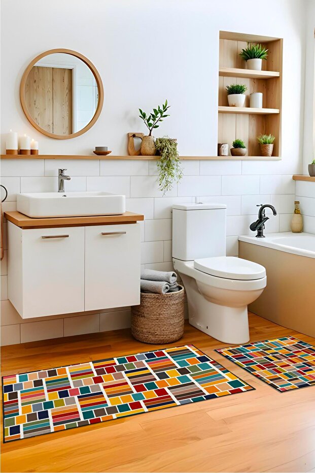 Patchwork 2'li Banyo Paspas Takım - 1
