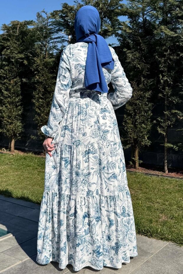 Botanik Elbise Mavi - 9