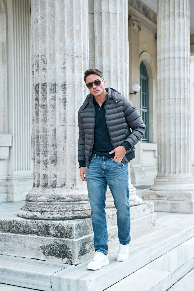 Çıkarılabilir Kapşonlu Basic Şişme Mont - 1