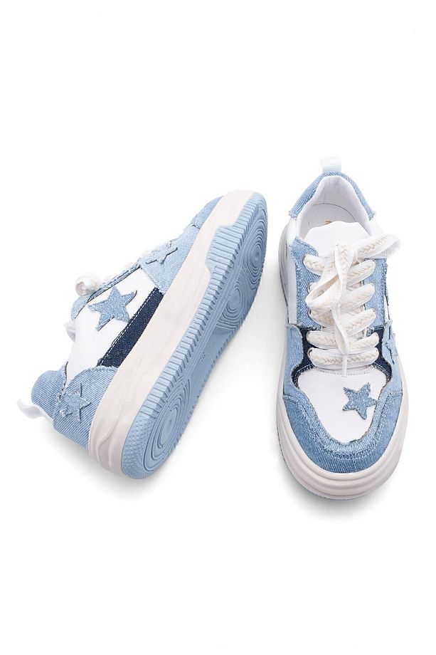 Kadın Sneaker Yüksek Taban Spor Ayakkabı Bilev Mavi Kot - 8