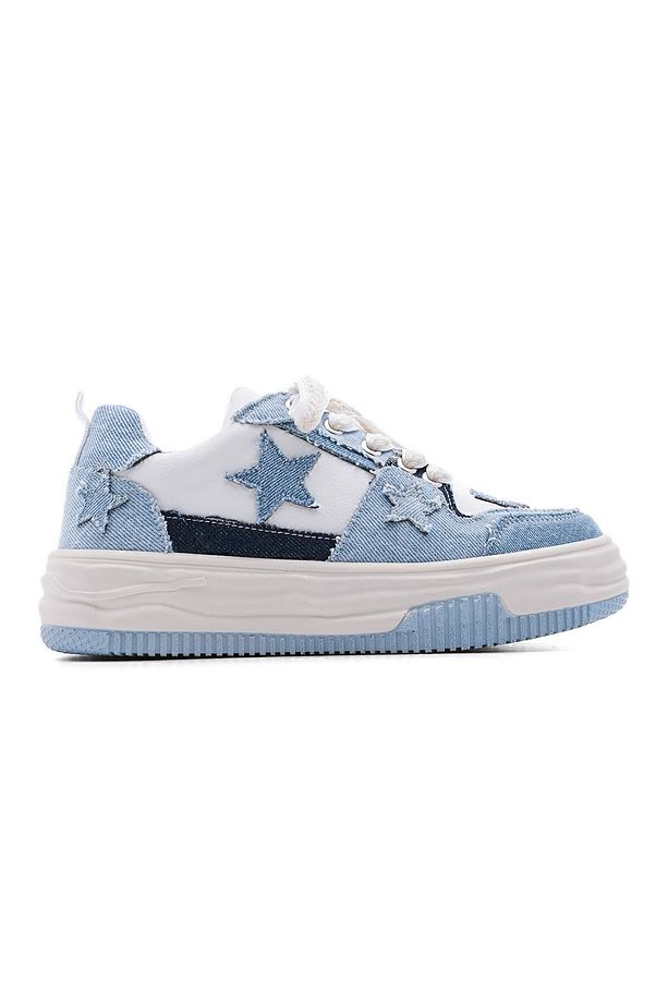 Kadın Sneaker Yüksek Taban Spor Ayakkabı Bilev Mavi Kot - 3