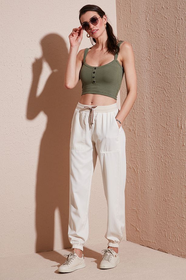 Regular Fit Yüksek Bel Lastikli Paça Jogger Spor Pantolon Pantolon 668yp5039 - 1