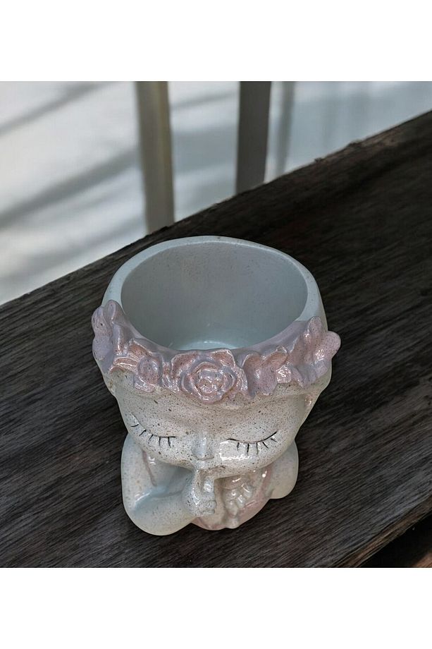 handmade modern kız dekoratif heykel-saksı-obje-biblo - 5