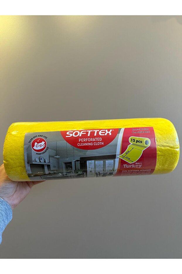 SOFTTEX RULO PERFORELİ 15 YAPRAK SARI TEMİZLİK BEZİ - 3