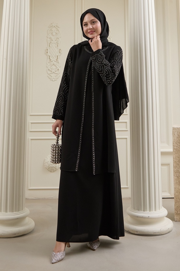 Embroidered Cover Detail Black Ferace
