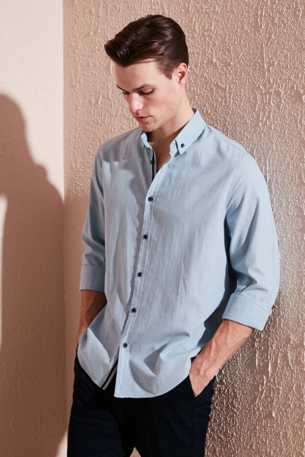 Cotton Regular Fit Buttoned Collar Shirt Men's Shirt Cf20S111871