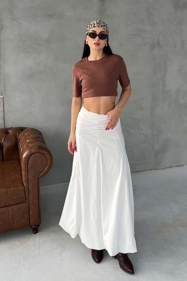 Bebe Plus Women's Waist Draped Gathered Maxi Length Balloon Skirt