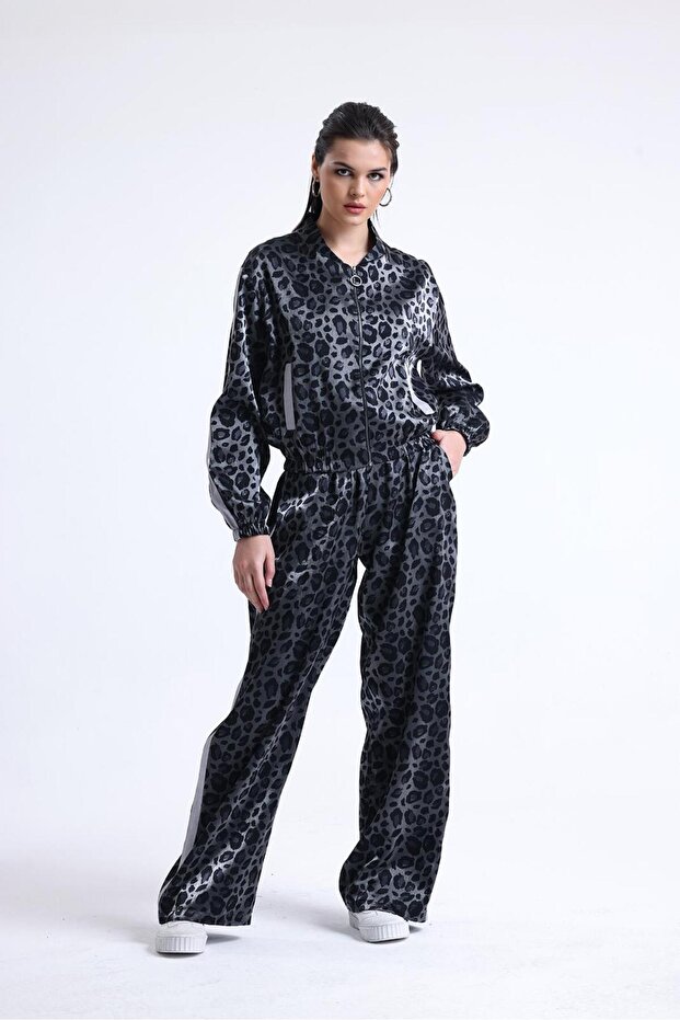 Bomber Jacket Pants Leopard Pattern - 1