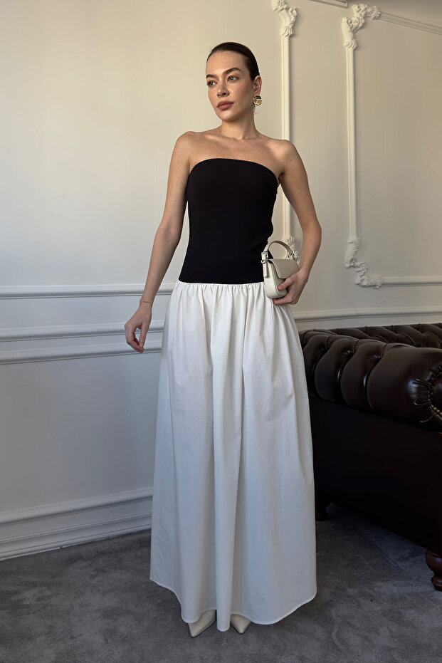 Rochie cu design dublu - NEGRĂ - 1